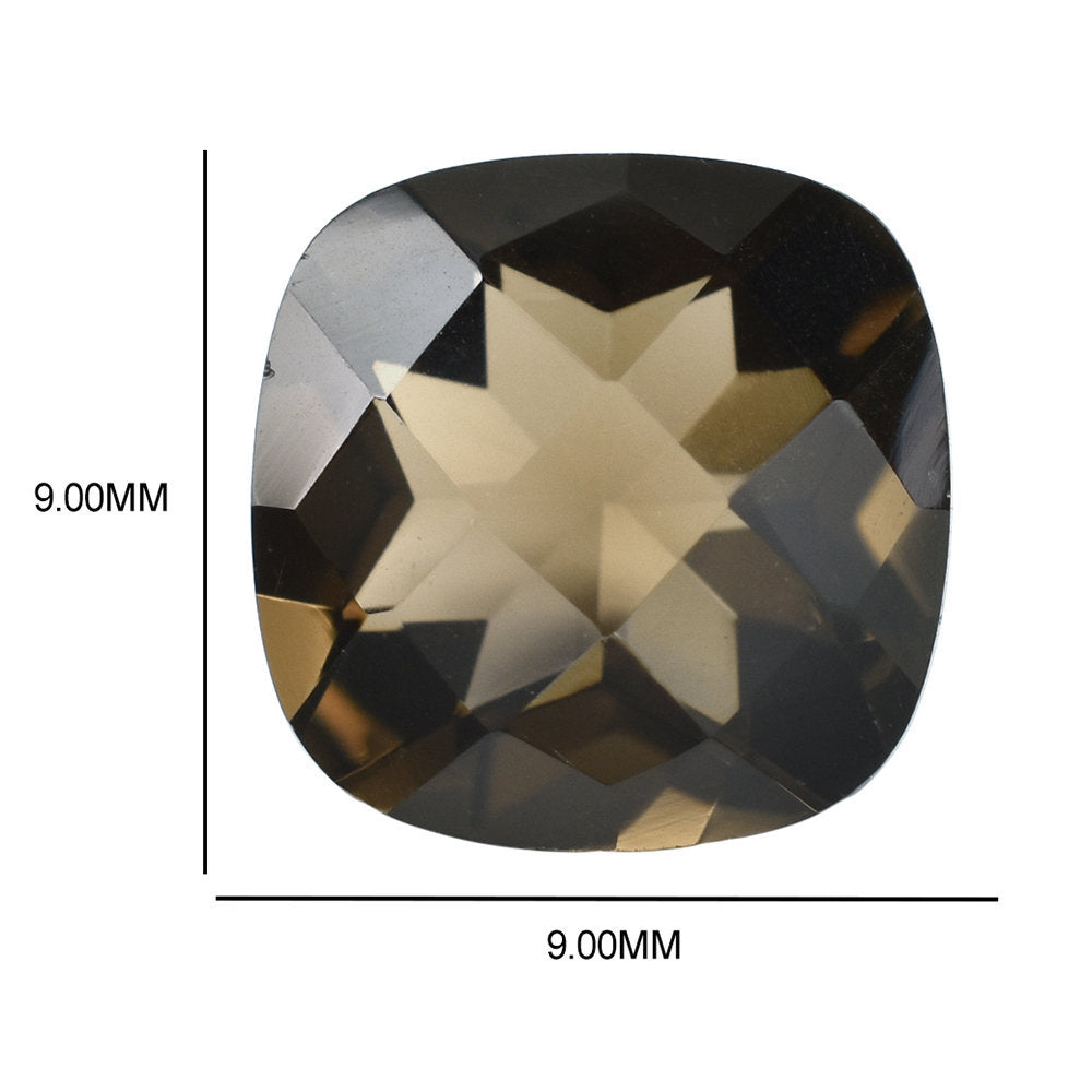 SMOKY QUARTZ CHECKER CUT CUSHION 9.00MM 2.64 Cts.