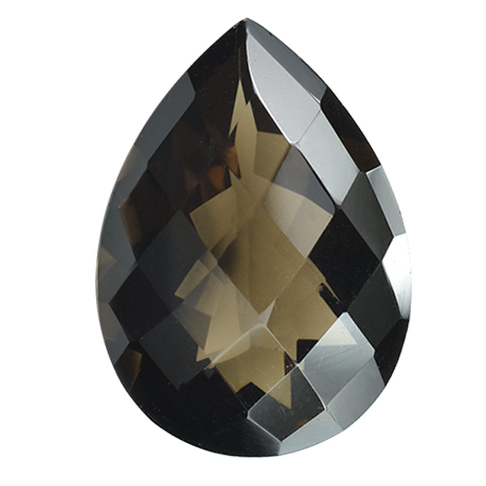 SMOKY QUARTZ CHECKER CUT PEAR 18X13MM 9.42 Cts.