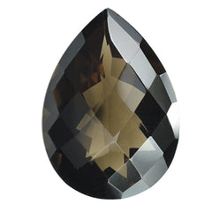 SMOKY QUARTZ CHECKER CUT PEAR 18X13MM 9.42 Cts.
