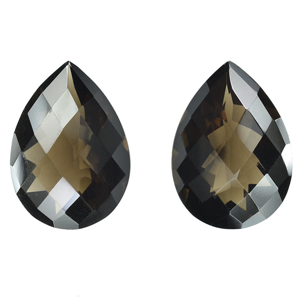 SMOKY QUARTZ CHECKER CUT PEAR 18X13MM 9.42 Cts.