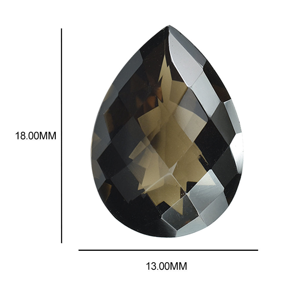 SMOKY QUARTZ CHECKER CUT PEAR 18X13MM 9.42 Cts.