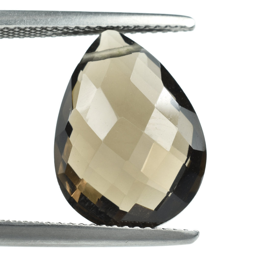 SMOKY QUARTZ BRIOLETTE PEAR (FULL DRILL) 16X12MM 7.33 Cts.