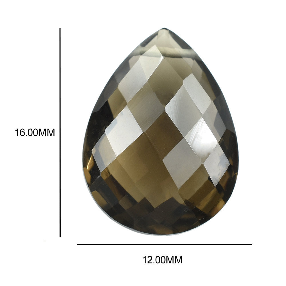 SMOKY QUARTZ BRIOLETTE PEAR (FULL DRILL) 16X12MM 7.33 Cts.