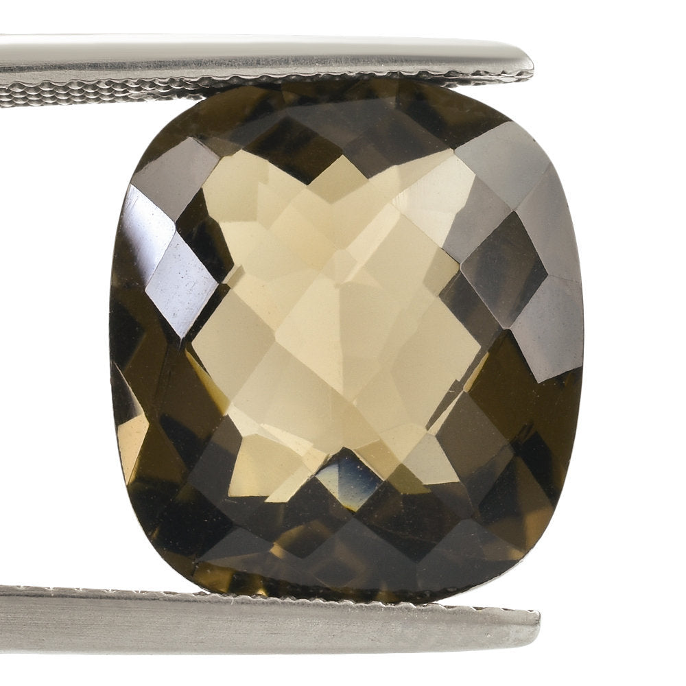SMOKY QUARTZ CHECKER CUT CUSHION 16X14MM 11.00 Cts.