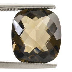 SMOKY QUARTZ CHECKER CUT CUSHION 16X14MM 11.00 Cts.