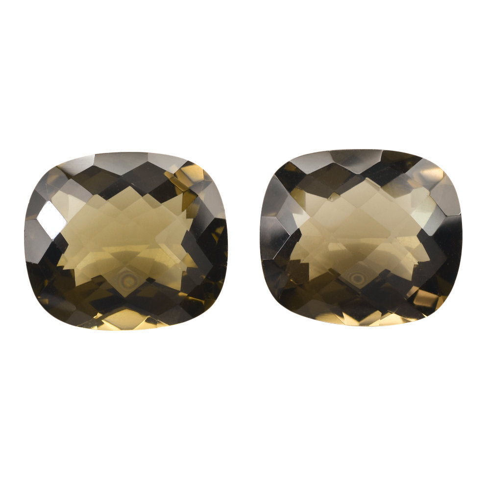 SMOKY QUARTZ CHECKER CUT CUSHION 16X14MM 11.00 Cts.