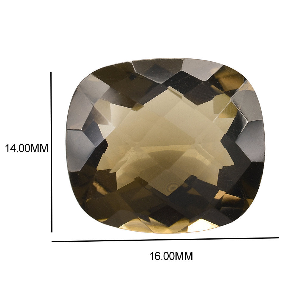 SMOKY QUARTZ CHECKER CUT CUSHION 16X14MM 11.00 Cts.