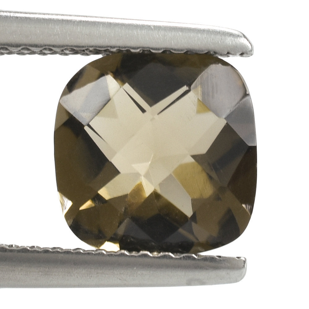 SMOKY QUARTZ CHECKER CUT CUSHION 8MM 1.90 Cts.