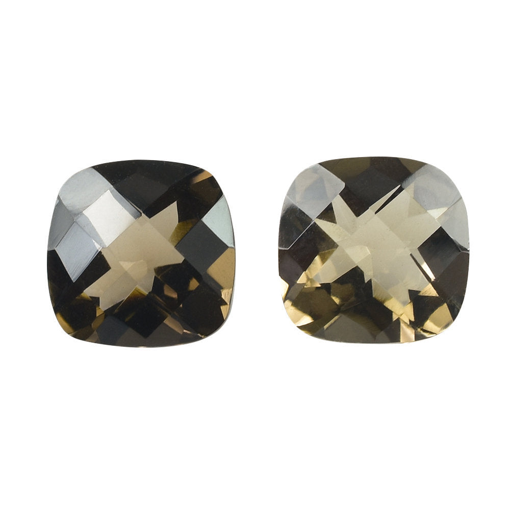 SMOKY QUARTZ CHECKER CUT CUSHION 8MM 1.90 Cts.