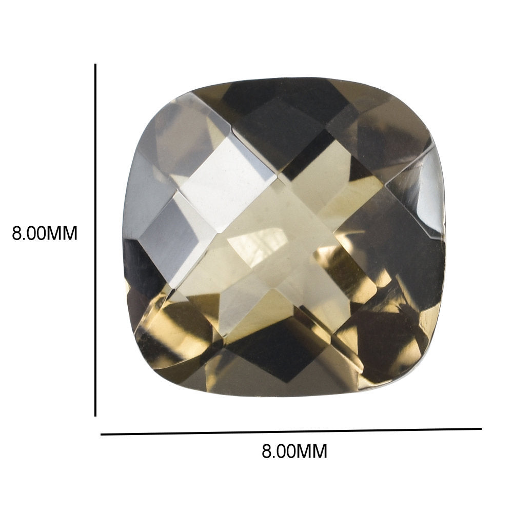 SMOKY QUARTZ CHECKER CUT CUSHION 8MM 1.90 Cts.