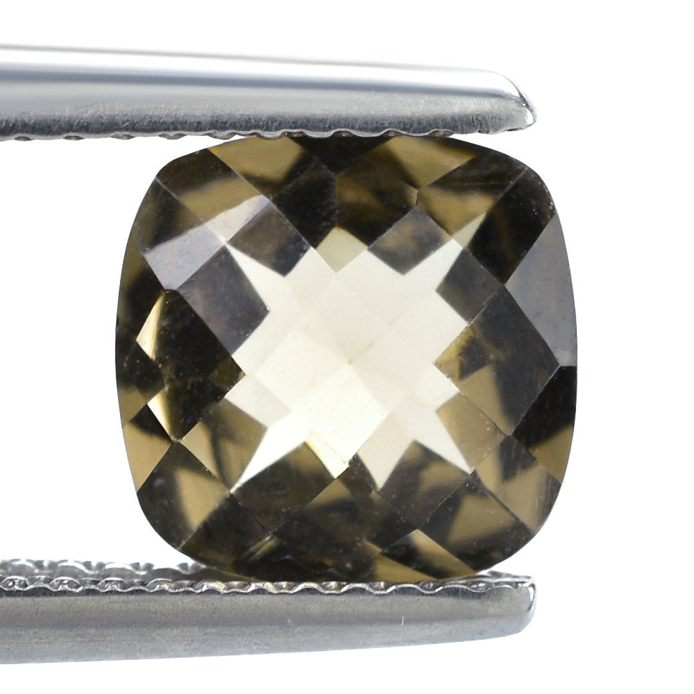 SMOKY QUARTZ CHECKER CUT CUSHION 8MM 2.00 Cts.