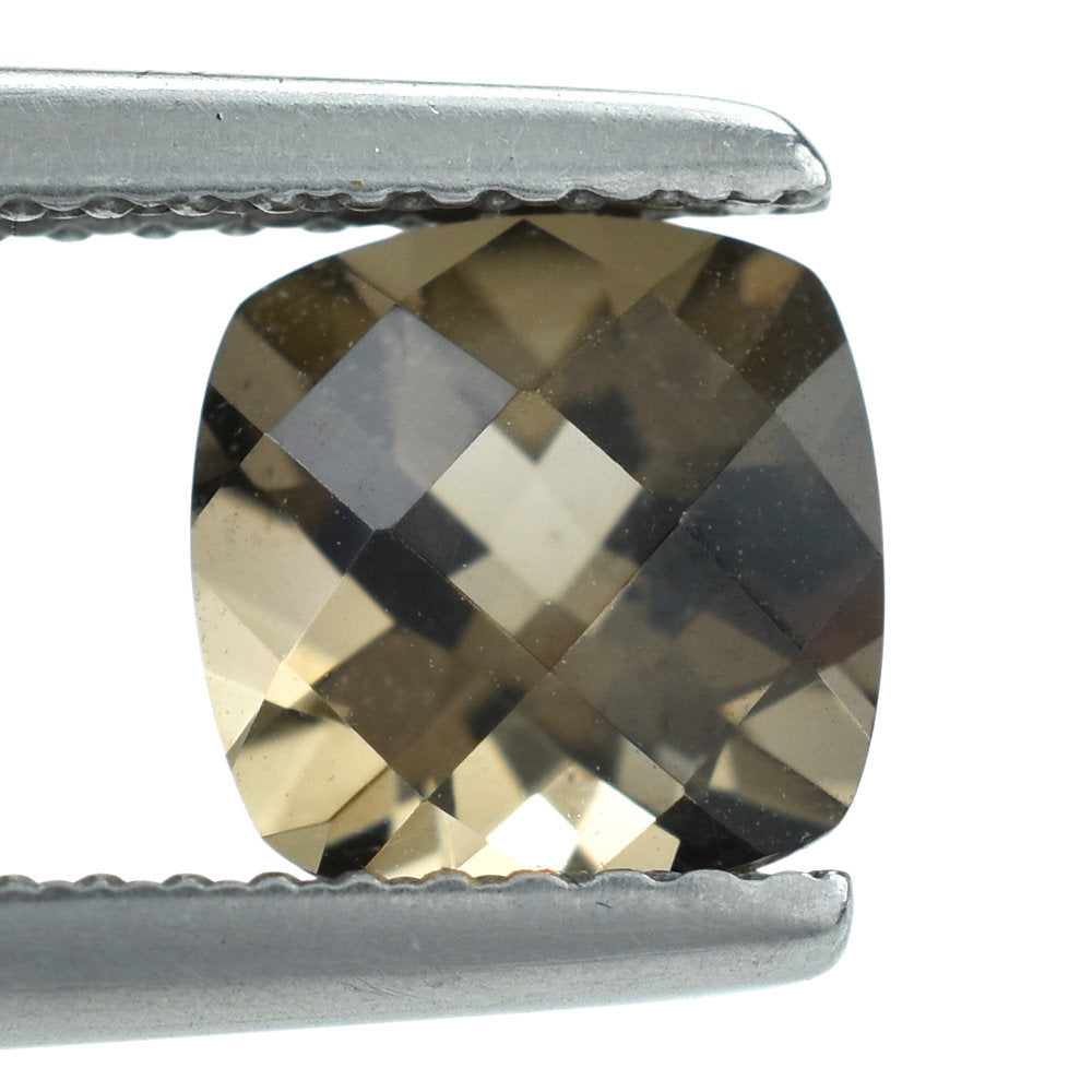 SMOKY QUARTZ CHECKER CUT CUSHION 7MM 1.38 Cts.