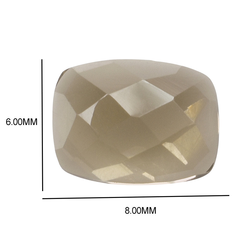 SMOKY QUARTZ CHECKER CUSHION CAB 8X6MM 1.32 Cts.