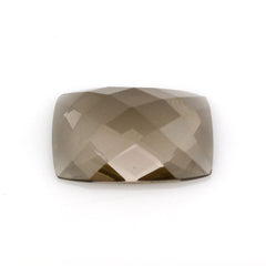 SMOKY QUARTZ CHECKER CUSHION CAB 18X12.50MM 9.20 Cts.