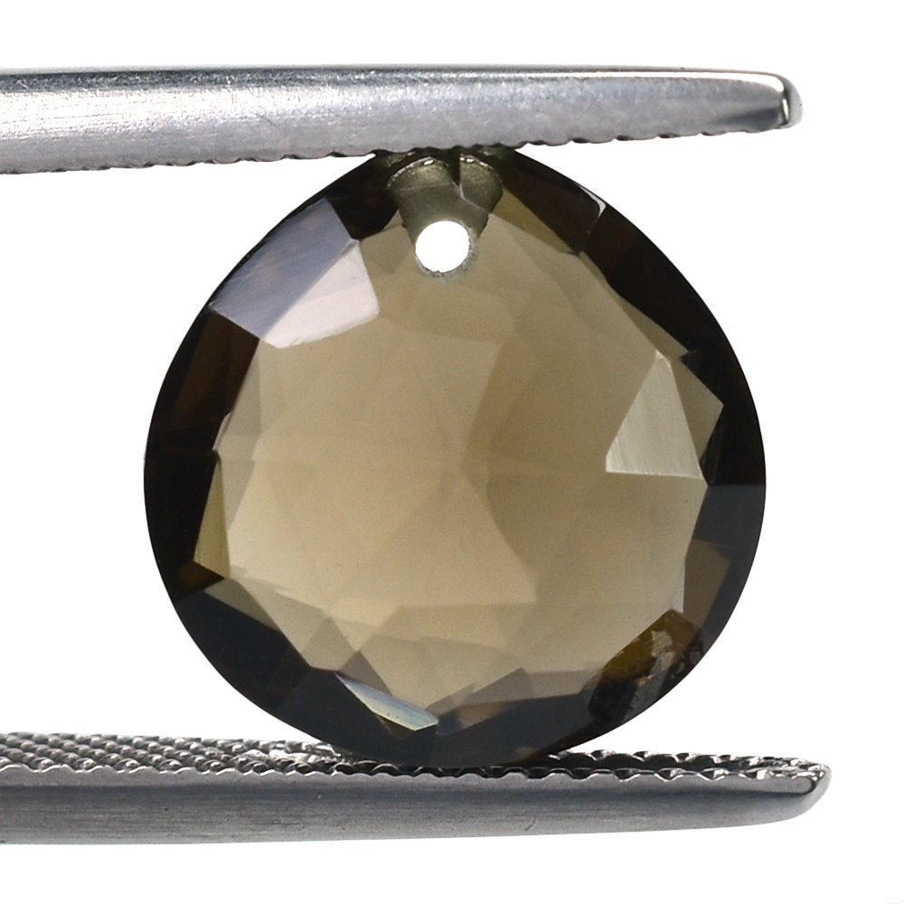 SMOKY QUARTZ ROSE CUT BRIOLETTE HEART (FULL DRILL) 12MM 5.45 Cts.