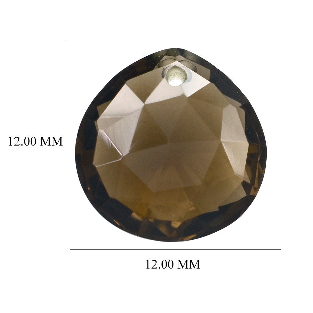 SMOKY QUARTZ ROSE CUT BRIOLETTE HEART (FULL DRILL) 12MM 5.45 Cts.
