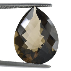 SMOKY QUARTZ CHECKER CUT PEAR 20X15MM 13.34 Cts.