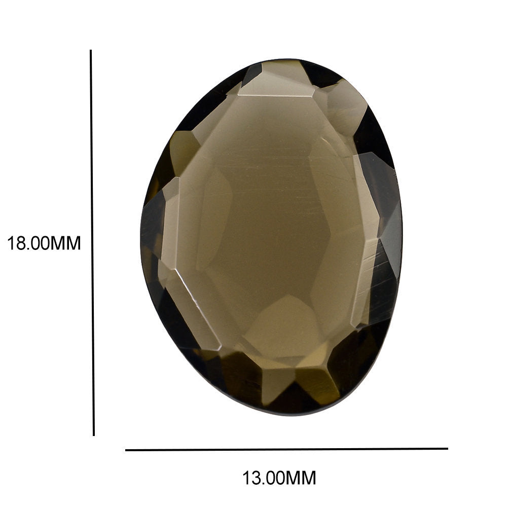 SMOKY QUARTZ IRREGULAR CUT IRREGULAR OVAL 18X13MM 7.30 Cts.