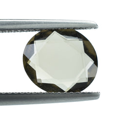 SMOKY QUARTZ BOTH SIDE TABLE CUT OVAL 10.50X9.50MM 2.35 Cts.
