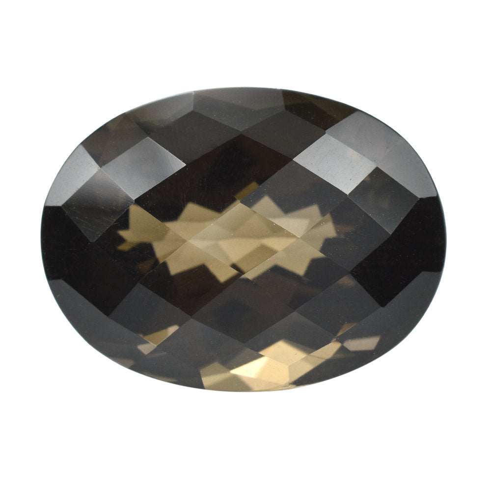 SMOKY QUARTZ CHECKER CUT OVAL (HIGH DOME) 20X15MM 20.90 Cts.