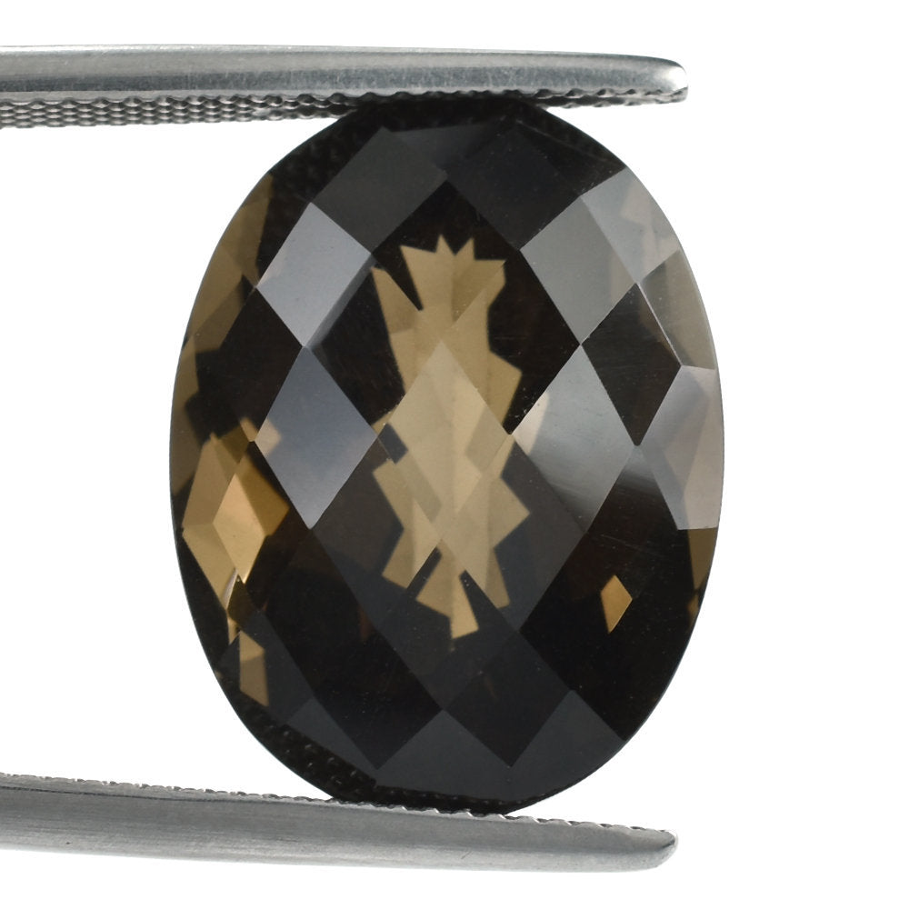 SMOKY QUARTZ CHECKER CUT OVAL (HIGH DOME) 20X15MM 20.90 Cts.