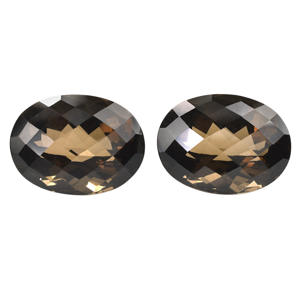 SMOKY QUARTZ CHECKER CUT OVAL (HIGH DOME) 20X15MM 20.90 Cts.