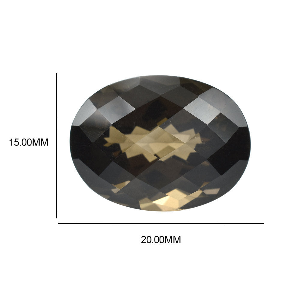 SMOKY QUARTZ CHECKER CUT OVAL (HIGH DOME) 20X15MM 20.90 Cts.