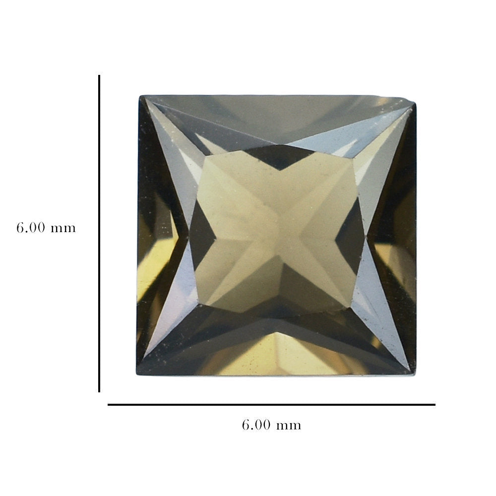 SMOKY QUARTZ PRINCESS CUT SQUARE 6MM 1.07 Cts.