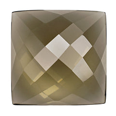 SMOKY QUARTZ CHECKER PYRAMID SQUARE CAB 15MM 11.79 Cts.