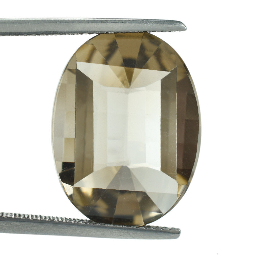 SMOKY QUARTZ STEP CUT OVAL 20X15MM 13.42 Cts.