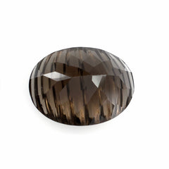 SMOKY QUARTZ CARVING ON TOP OVAL 16X12MM 7.98 Cts.