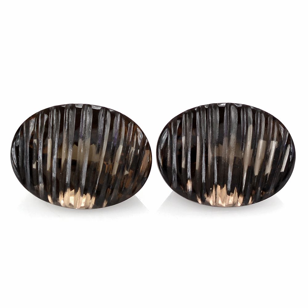 SMOKY QUARTZ CARVING ON TOP OVAL 16X12MM 7.98 Cts.