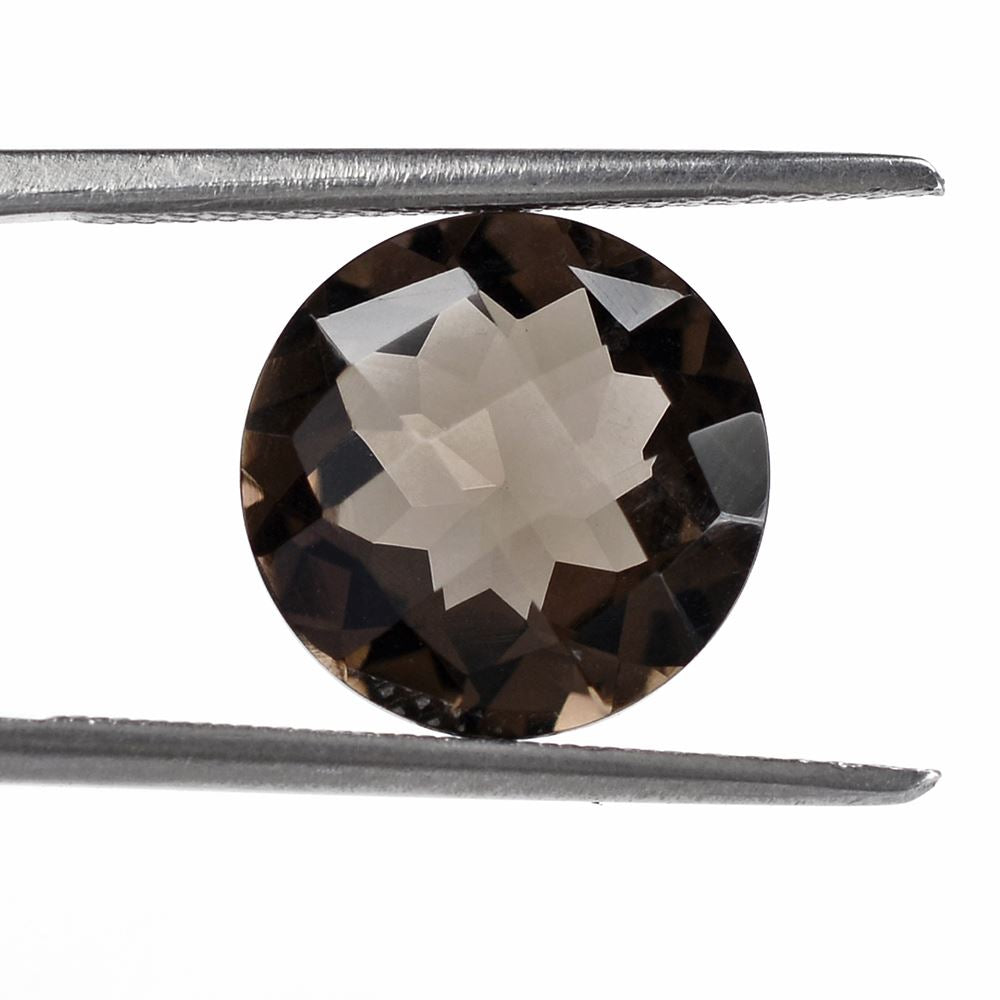 SMOKY QUARTZ CHECKER CUT ROUND 11MM 4.29 Cts.