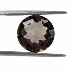 SMOKY QUARTZ CHECKER CUT ROUND 11MM 4.29 Cts.