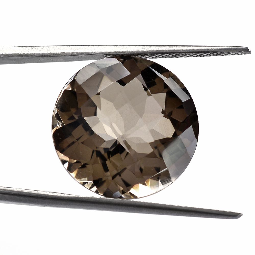 SMOKY QUARTZ CHECKER CUT ROUND 18MM 18.00 Cts.