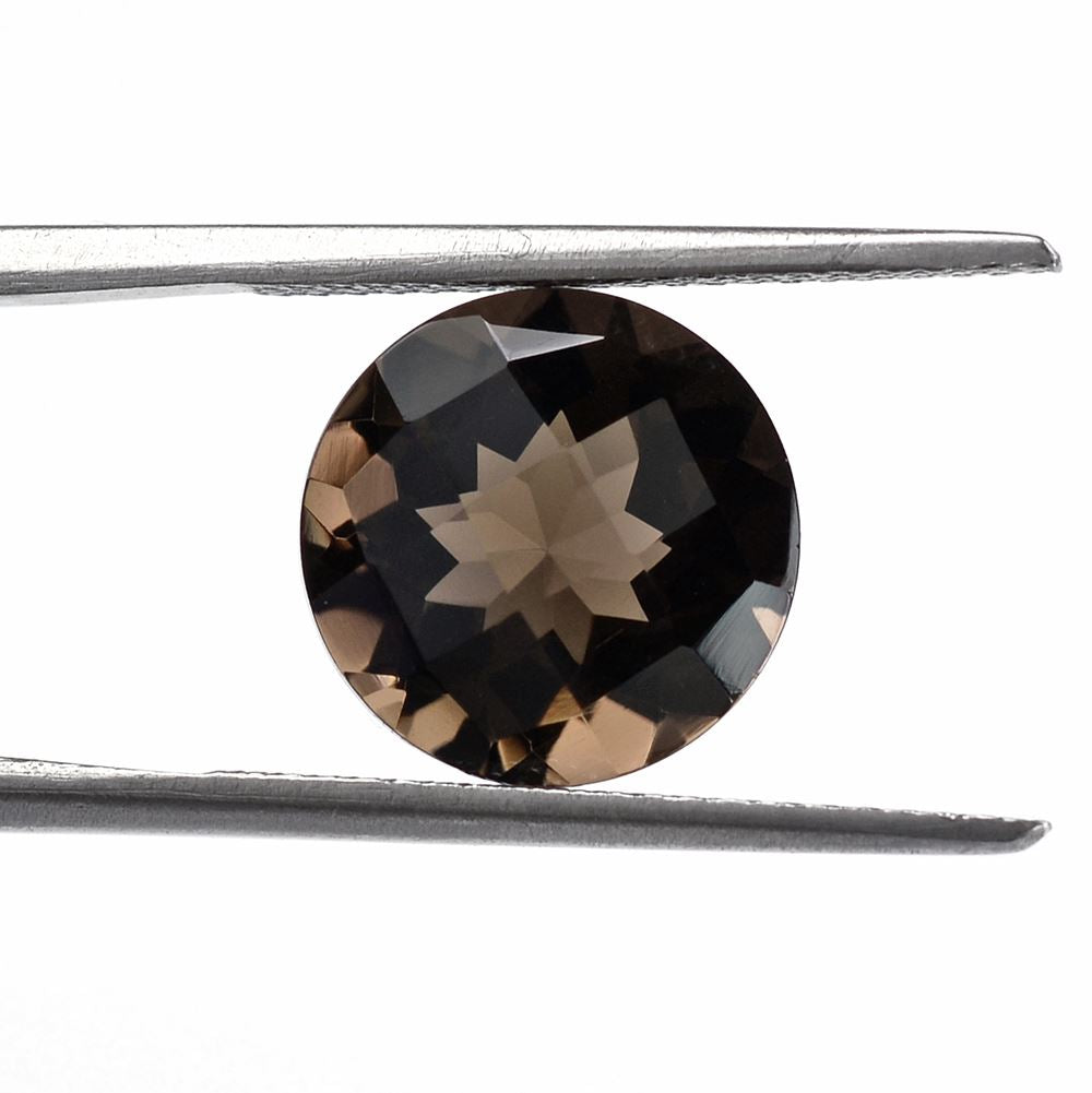 SMOKY QUARTZ CHECKER CUT ROUND 11MM 4.50 Cts.