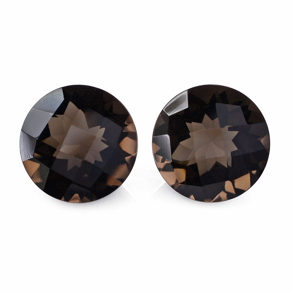 SMOKY QUARTZ CHECKER CUT ROUND 11MM 4.50 Cts.