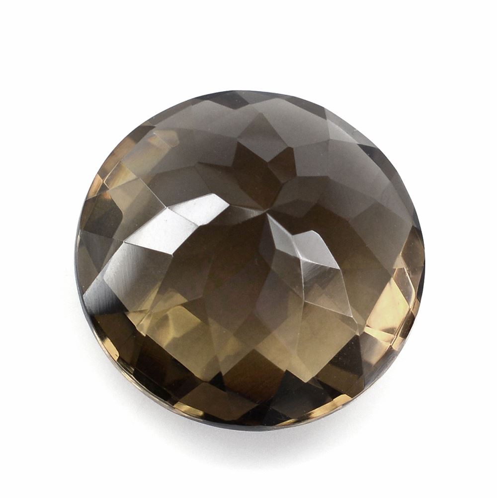 SMOKY QUARTZ CHECKER CUT ROUND 18MM 18.00 Cts.