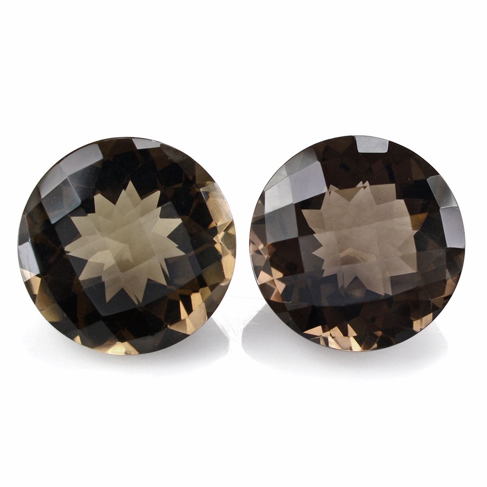 SMOKY QUARTZ CHECKER CUT ROUND 18MM 18.00 Cts.