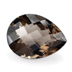 SMOKY QUARTZ CHECKER CUT PEAR 20X15MM 14.09 Cts.