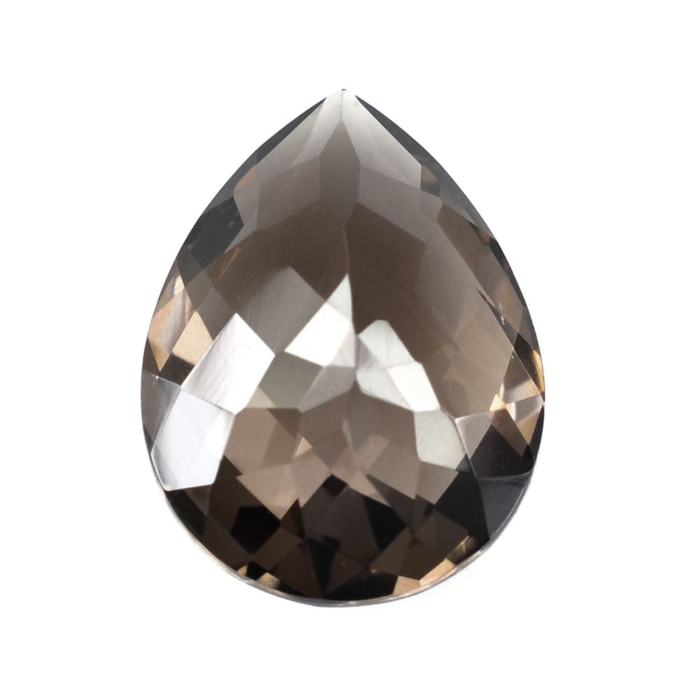 SMOKY QUARTZ CHECKER CUT PEAR 20X15MM 14.09 Cts.