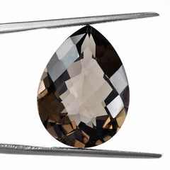 SMOKY QUARTZ CHECKER CUT PEAR 20X15MM 14.09 Cts.