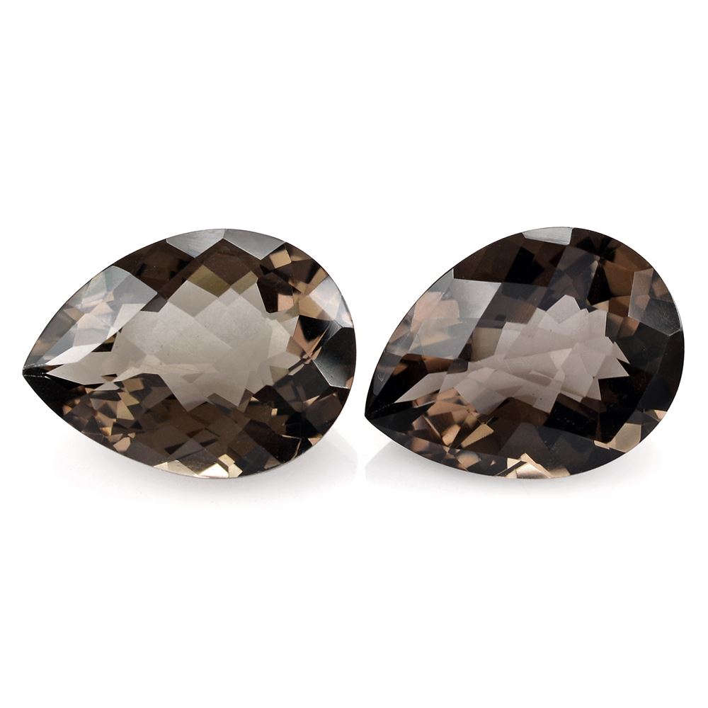SMOKY QUARTZ CHECKER CUT PEAR 20X15MM 14.09 Cts.