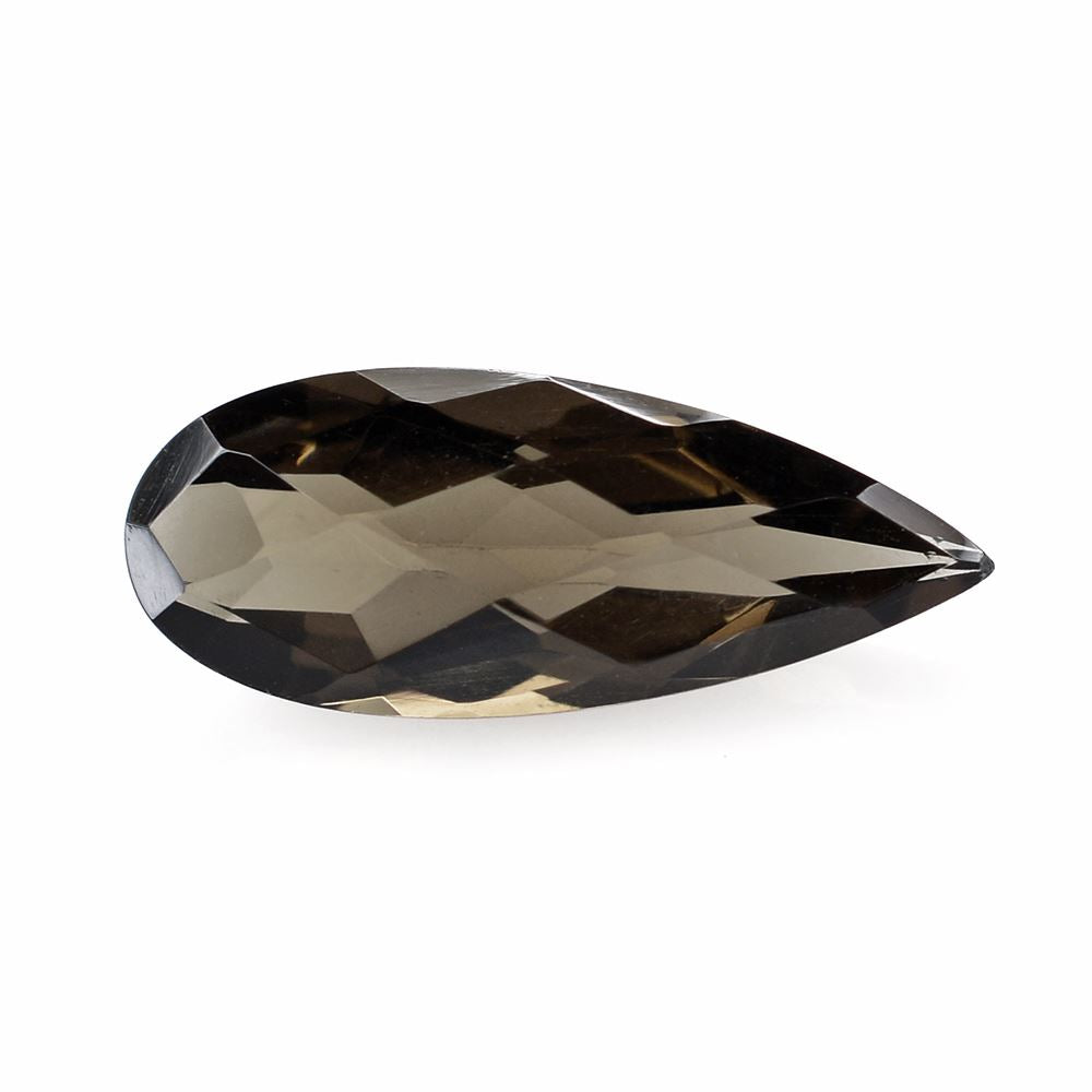 SMOKY QUARTZ CHECKER CUT PEAR 15X6MM 2.33 Cts.