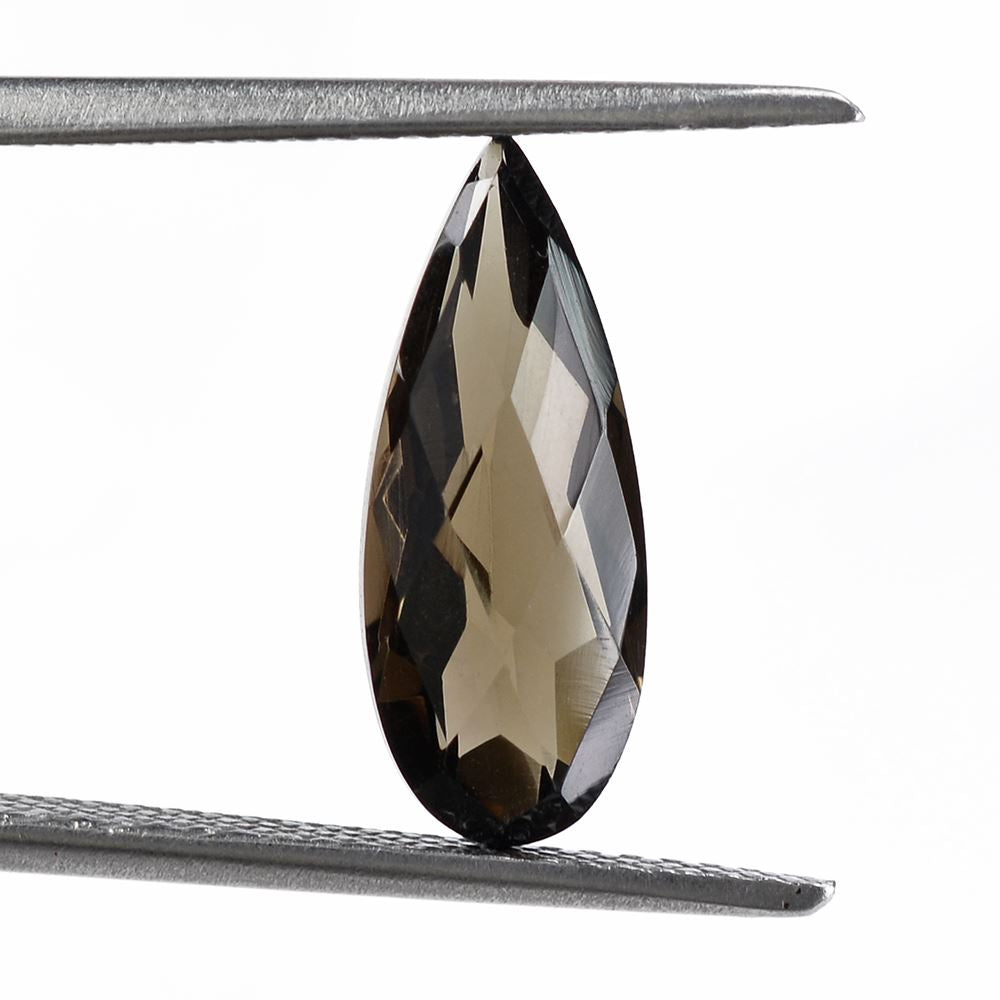 SMOKY QUARTZ CHECKER CUT PEAR 15X6MM 2.33 Cts.