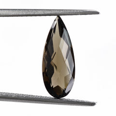 SMOKY QUARTZ CHECKER CUT PEAR 15X6MM 2.33 Cts.