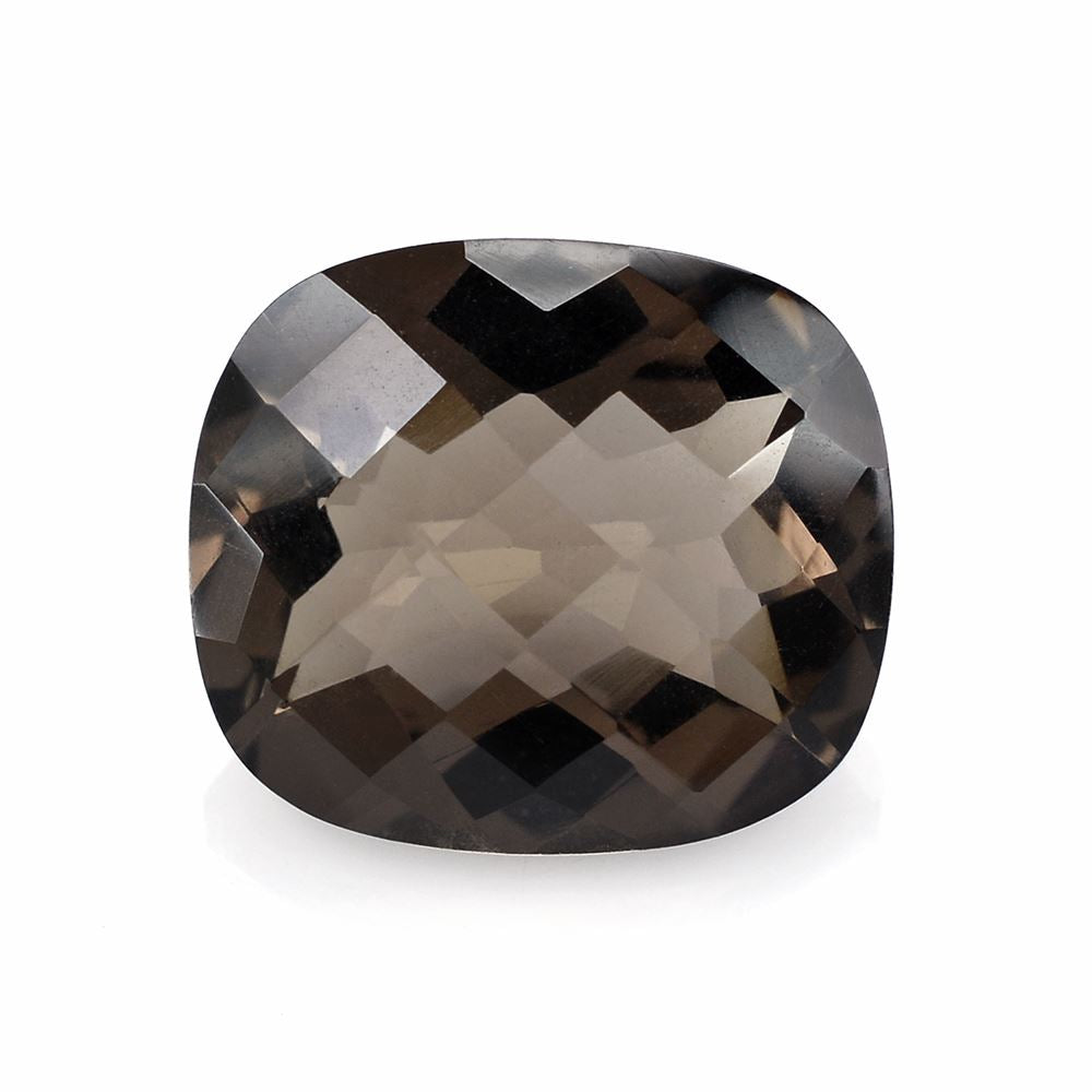 SMOKY QUARTZ CHECKER CUT CUSHION CAB 16X14MM 11.20 Cts.