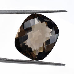 SMOKY QUARTZ CHECKER CUT CUSHION CAB 16X14MM 11.20 Cts.