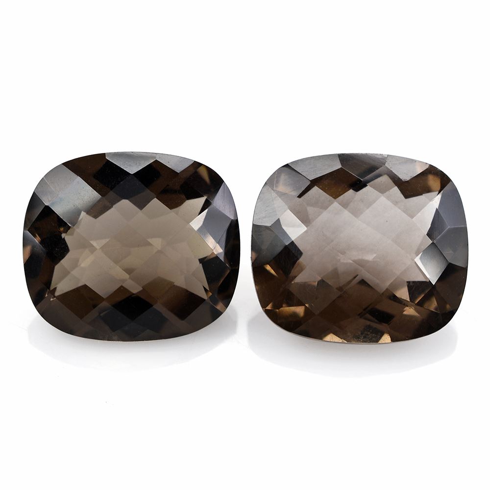 SMOKY QUARTZ CHECKER CUT CUSHION CAB 16X14MM 11.20 Cts.