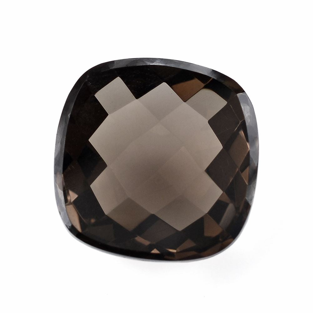 SMOKY QUARTZ CHECKER CUT CUSHION CAB 17MM 17.03 Cts.